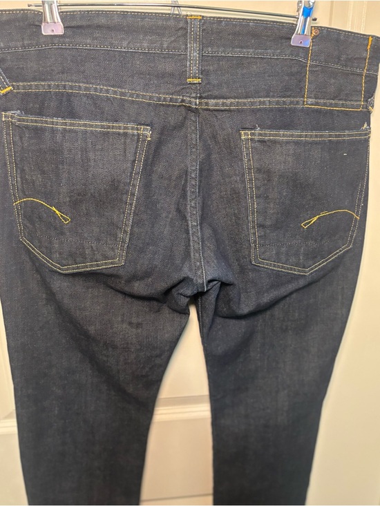 G-Star Raw Men’s Skinny Dark Indigo Jeans with Yellow Contrast Stitching - Picture 7 of 7